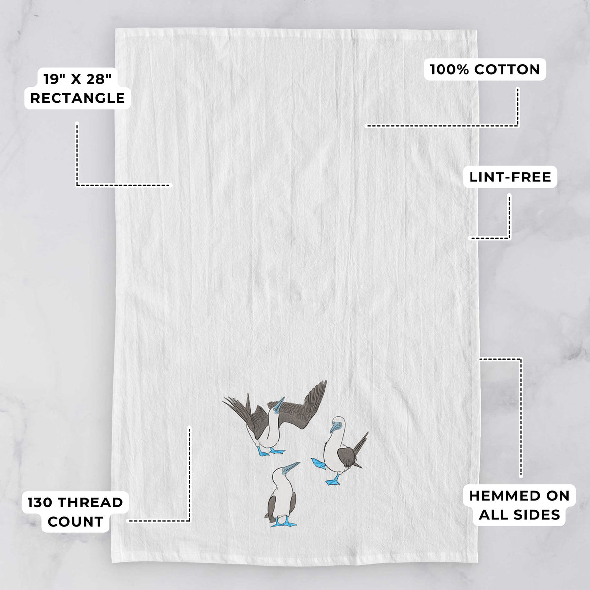 Blue-footed Booby Trio - Sula nebouxii - Tea Towel