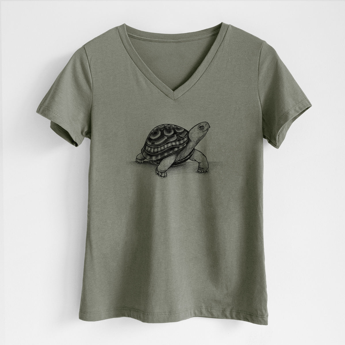 Common Box Turtle - Terrapene carolina - Women&#39;s Lightweight Relaxed Fit 100% Cotton V-neck