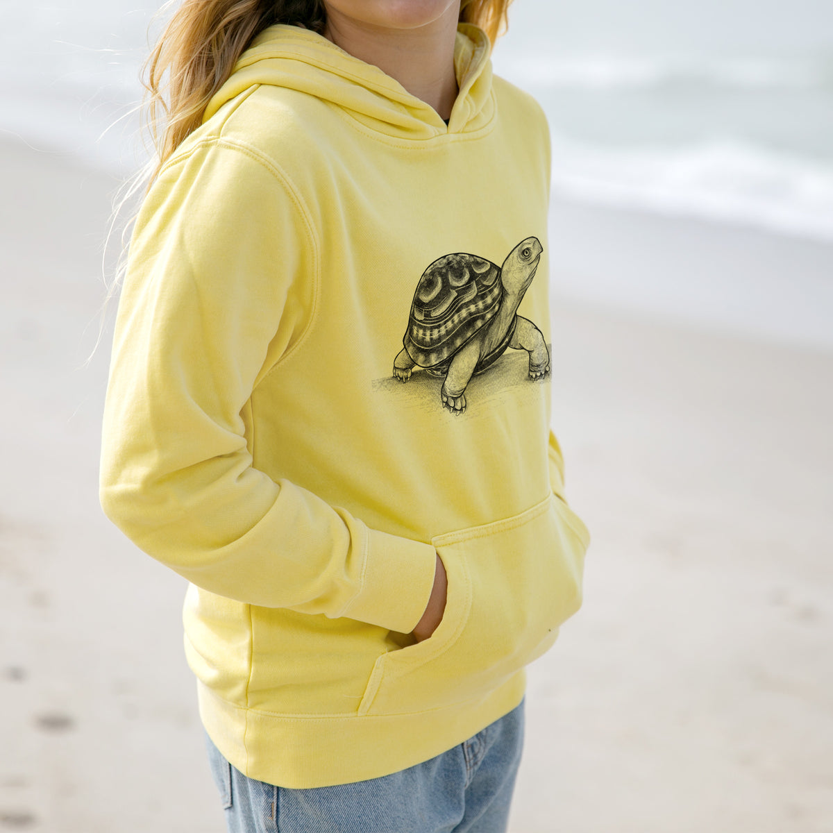 Common Box Turtle - Terrapene carolina - Youth Pigment Dyed Hoodie