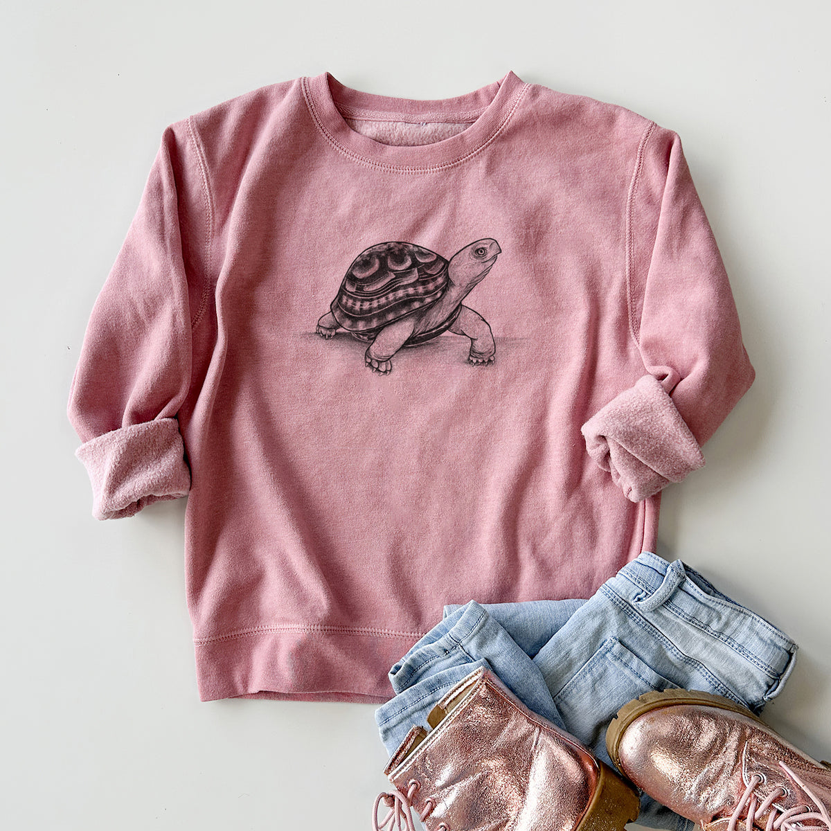 Common Box Turtle - Terrapene carolina - Youth Lightweight Crewneck Sweatshirt