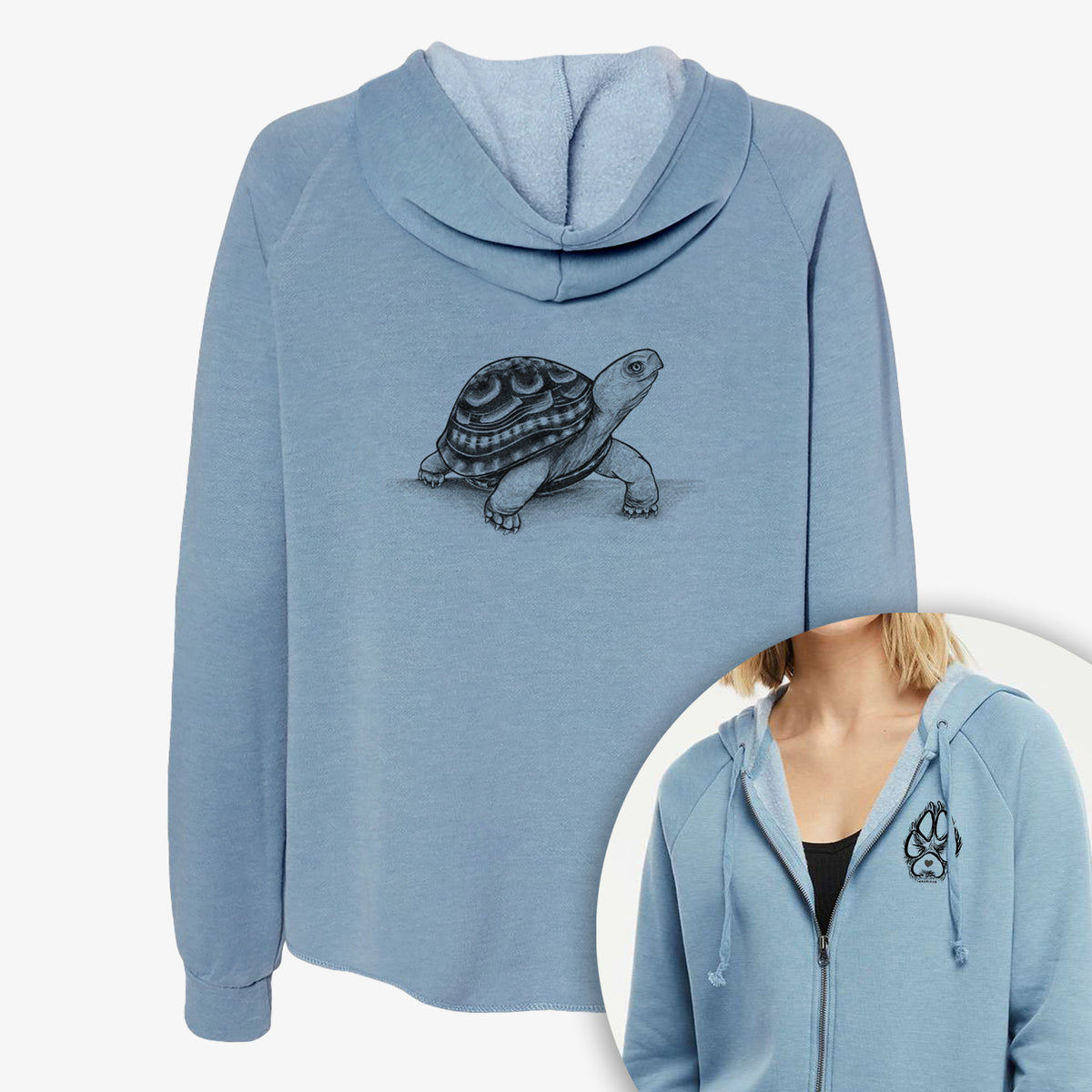 Common Box Turtle - Terrapene carolina - Women&#39;s Cali Wave Zip-Up Sweatshirt