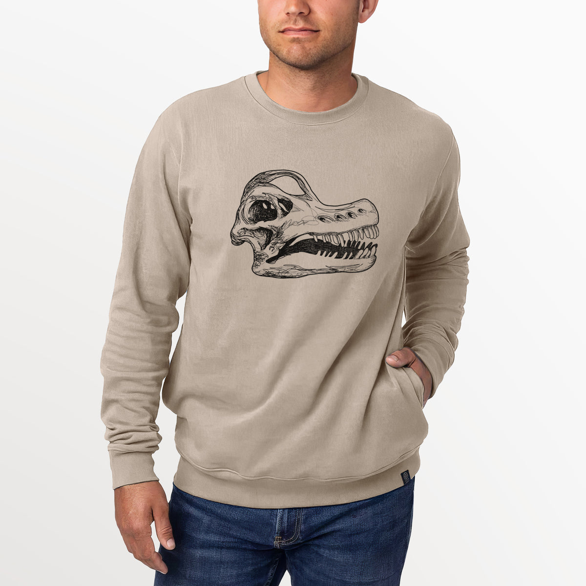 Brachiosaurus Skull  - Unisex Reclaimed Crewneck Sweatshirt