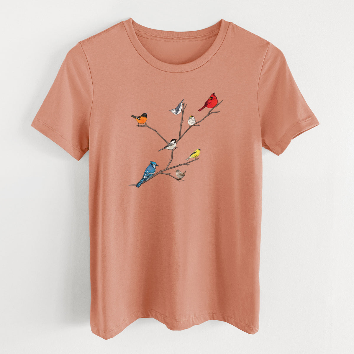 Backyard Birds Gathering - Women&#39;s Lightweight Relaxed Fit 100% Cotton Crewneck