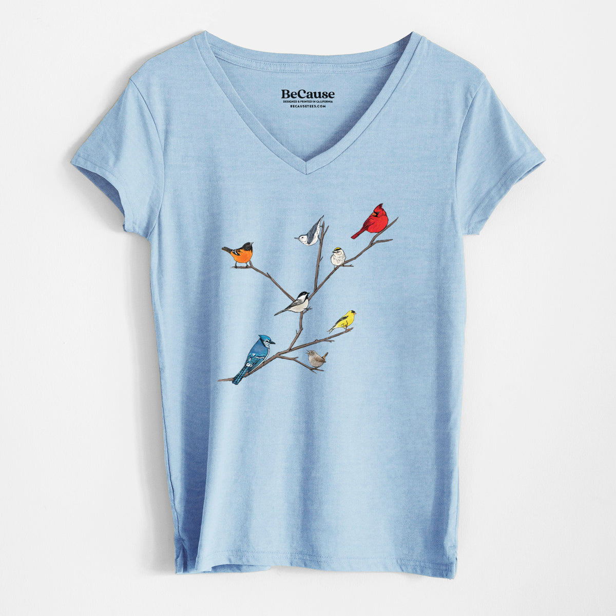 Backyard Birds Gathering - Women&#39;s 100% Recycled V-neck