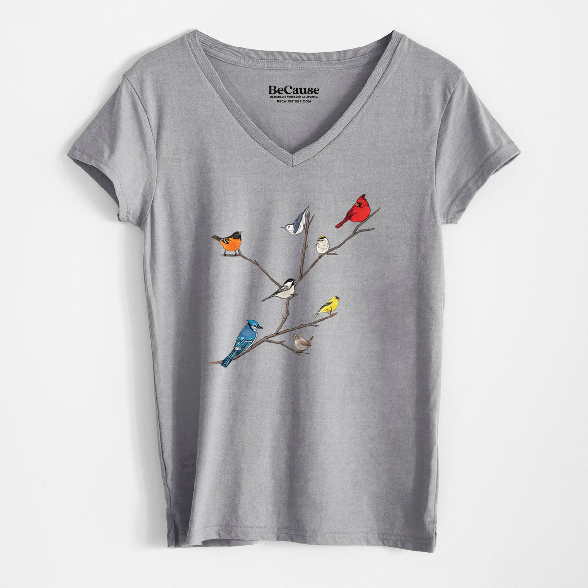 Backyard Birds Gathering - Women&#39;s 100% Recycled V-neck