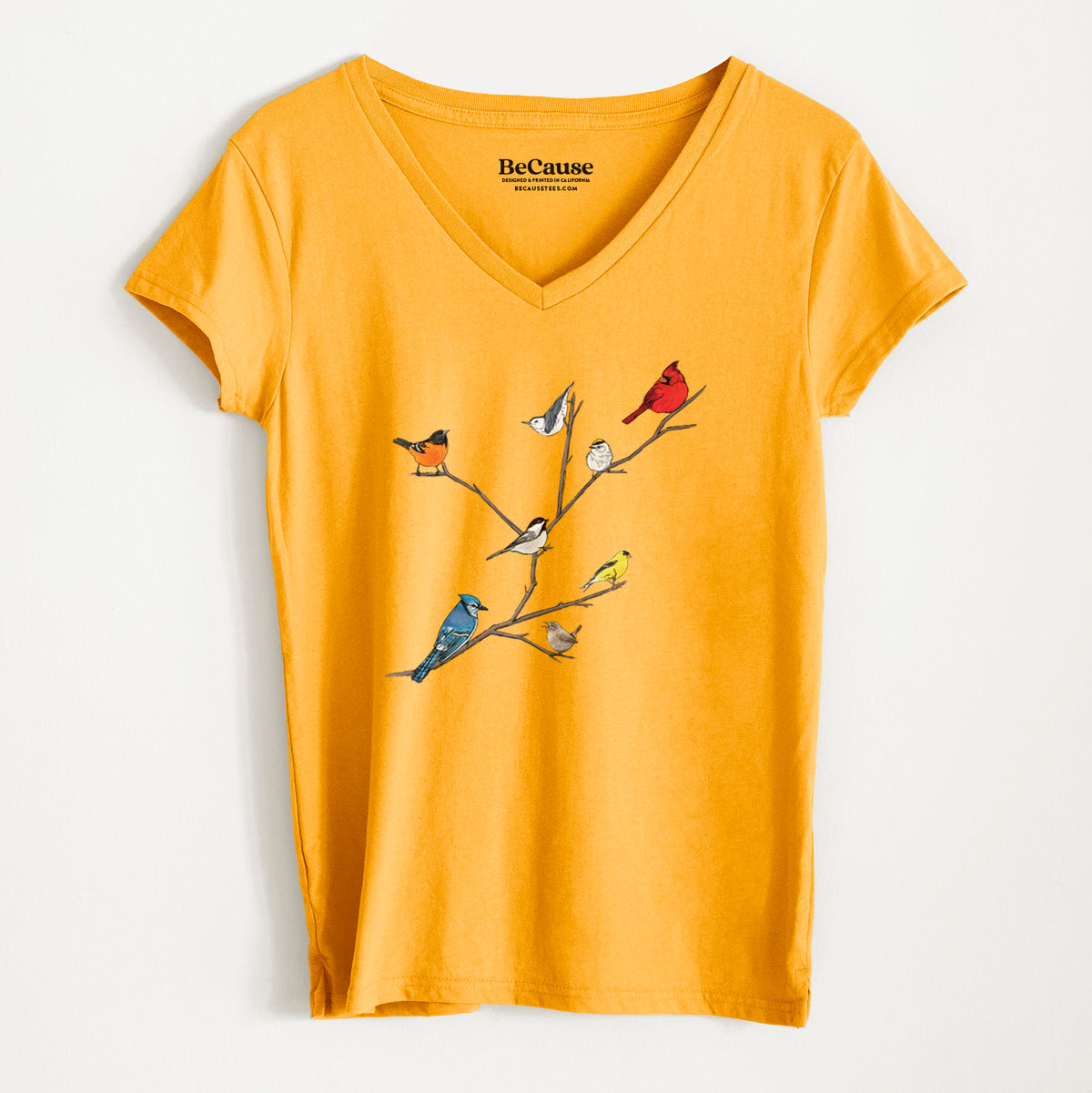 Backyard Birds Gathering - Women&#39;s 100% Recycled V-neck