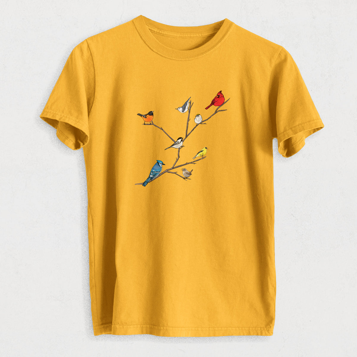 Backyard Birds Gathering - Heavyweight Men&#39;s 100% Organic Cotton Tee