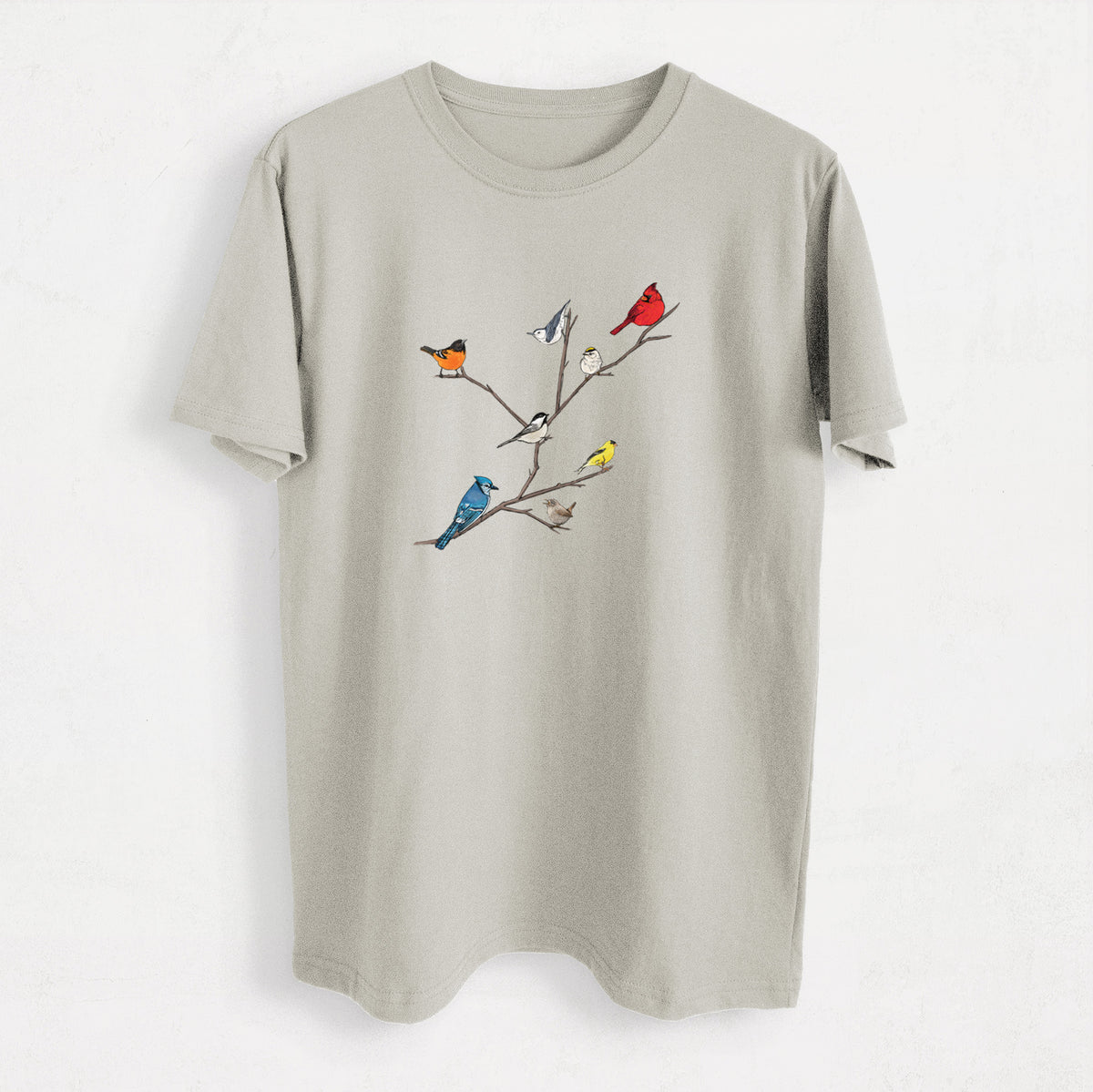 Backyard Birds Gathering - Heavyweight Men&#39;s 100% Organic Cotton Tee