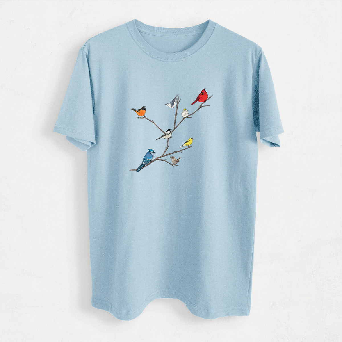Backyard Birds Gathering - Heavyweight Men&#39;s 100% Organic Cotton Tee