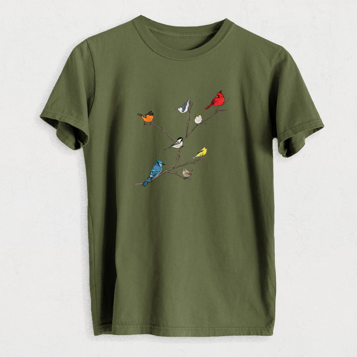 Backyard Birds Gathering - Heavyweight Men&#39;s 100% Organic Cotton Tee