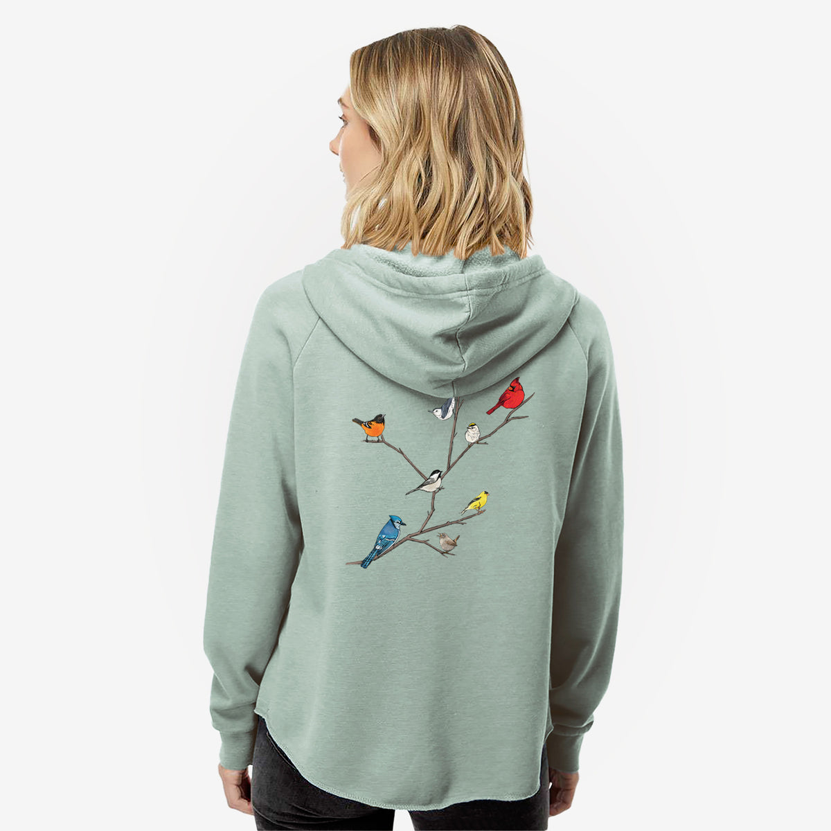 Backyard Birds Gathering - Women&#39;s Cali Wave Zip-Up Sweatshirt