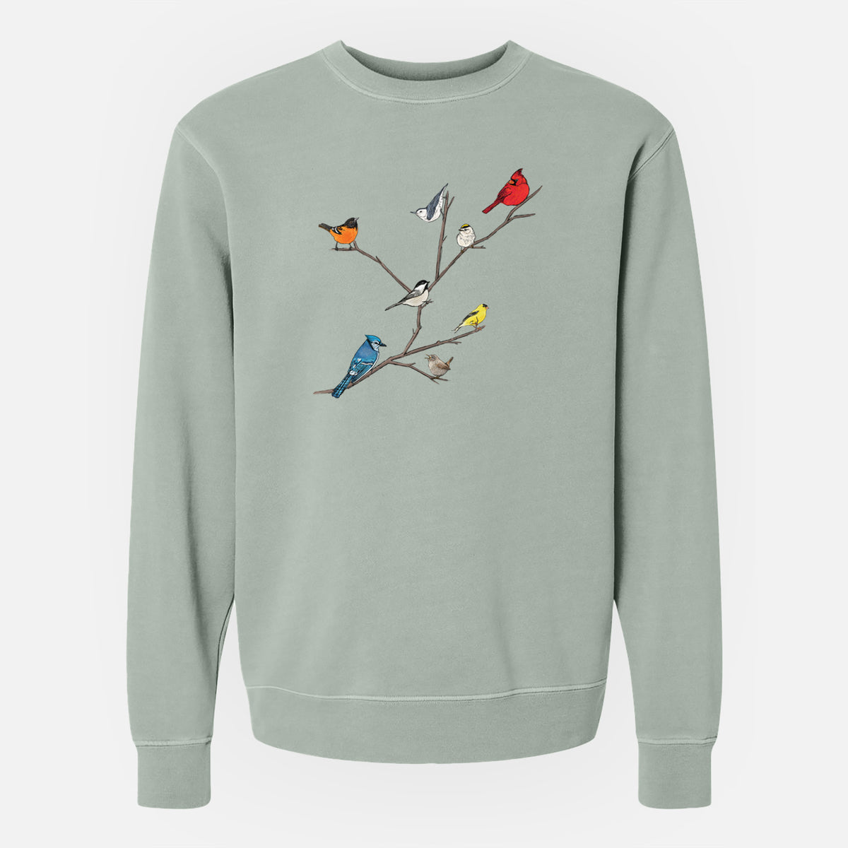 Backyard Birds Gathering - Unisex Pigment Dyed Crew Sweatshirt