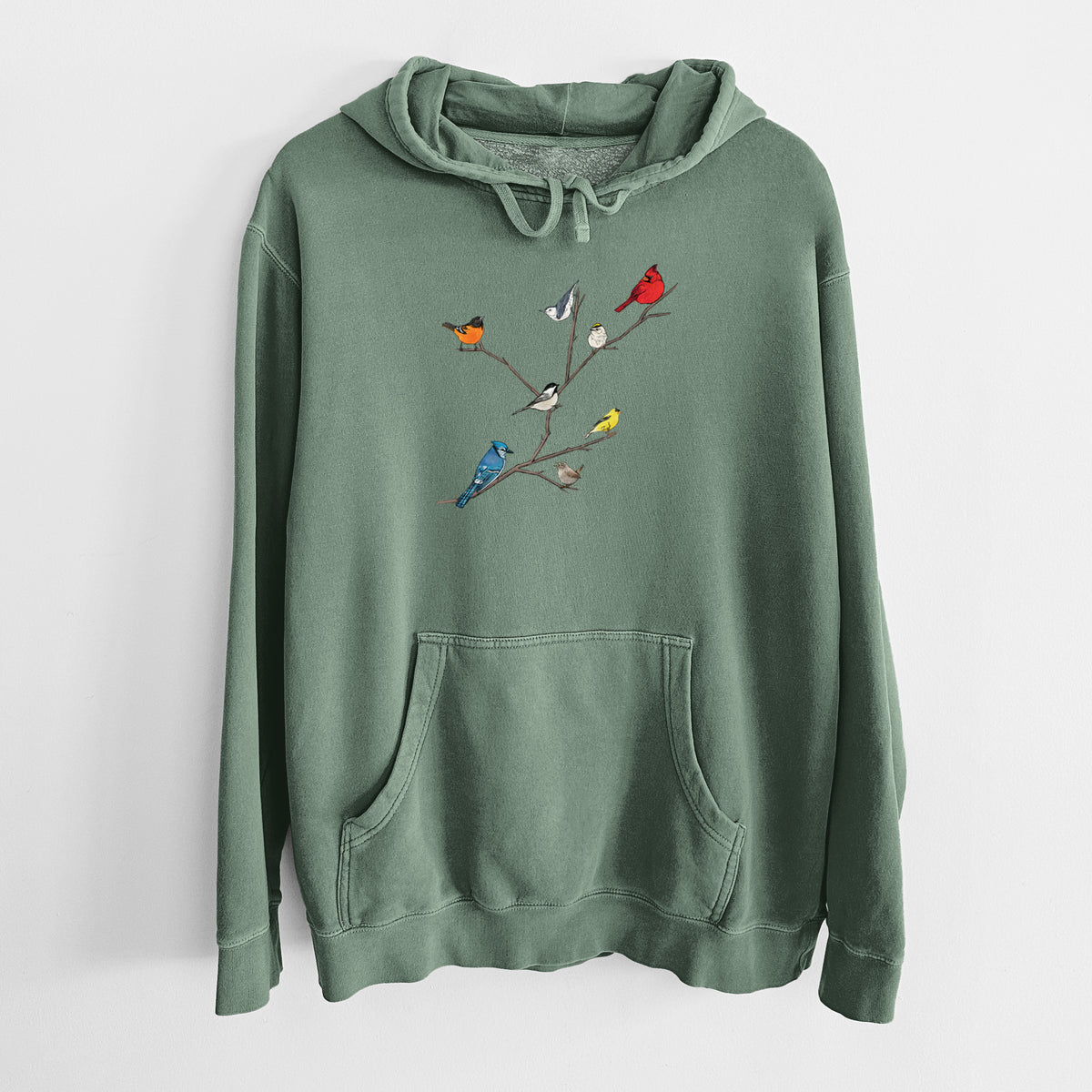 Backyard Birds Gathering - Unisex Pigment Dyed Hoodie