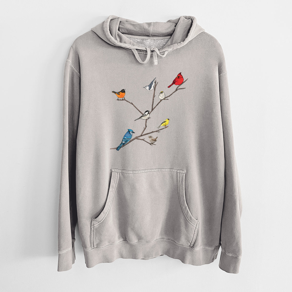Backyard Birds Gathering - Unisex Pigment Dyed Hoodie