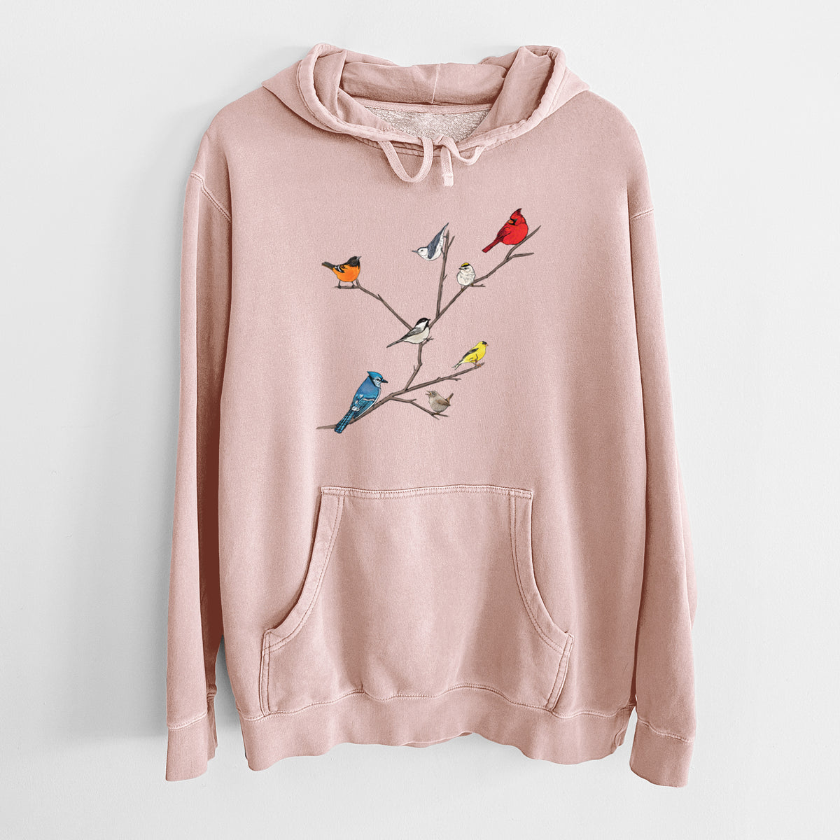 Backyard Birds Gathering - Unisex Pigment Dyed Hoodie