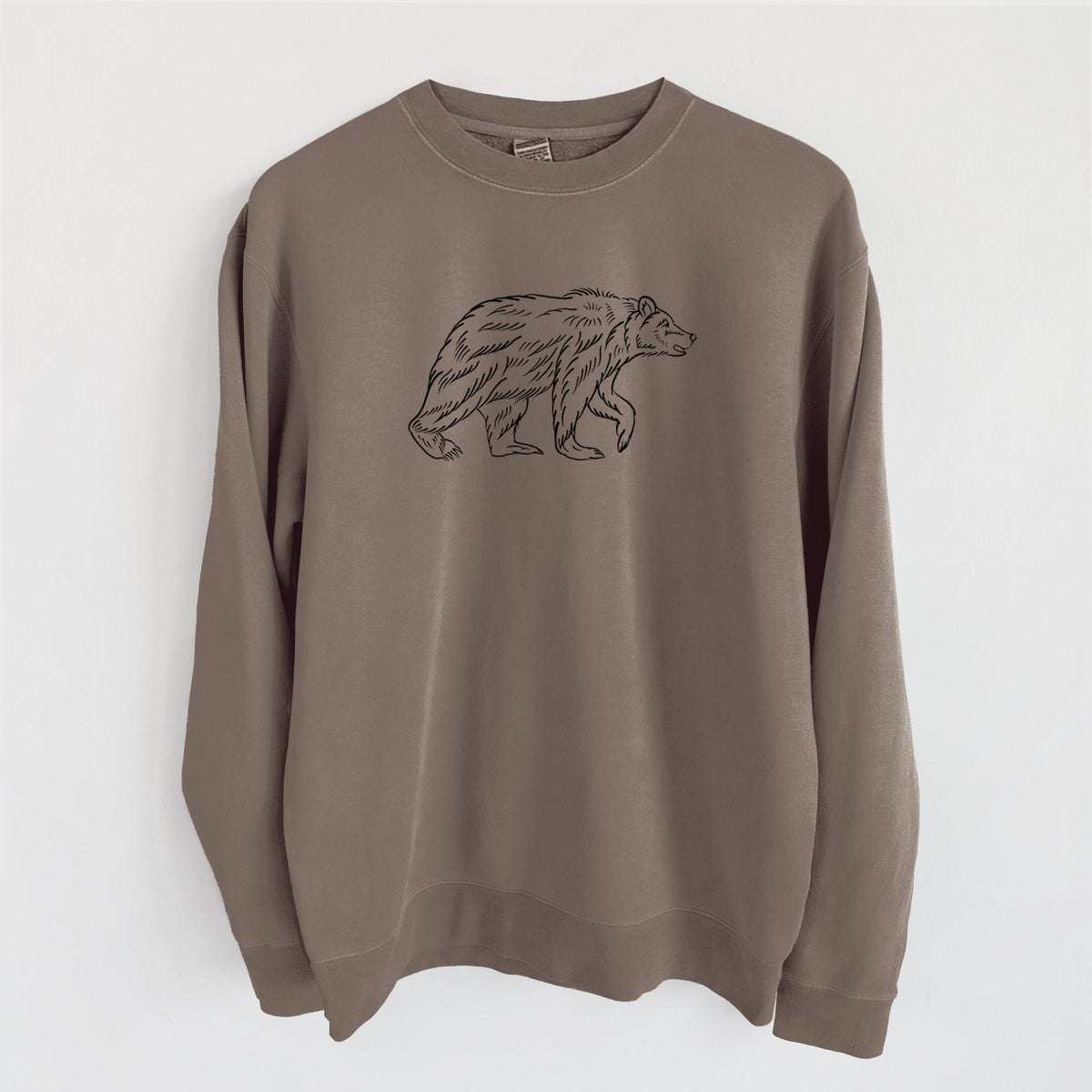 Brown Bear - Unisex Pigment Dyed Crew Sweatshirt in Espresso Brown Color