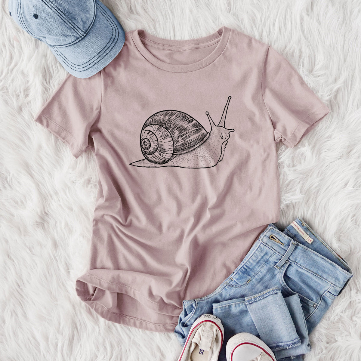 Brown Garden Snail - Cornu aspersum - Women's Lightweight Relaxed Fit 100% Cotton Crewneck