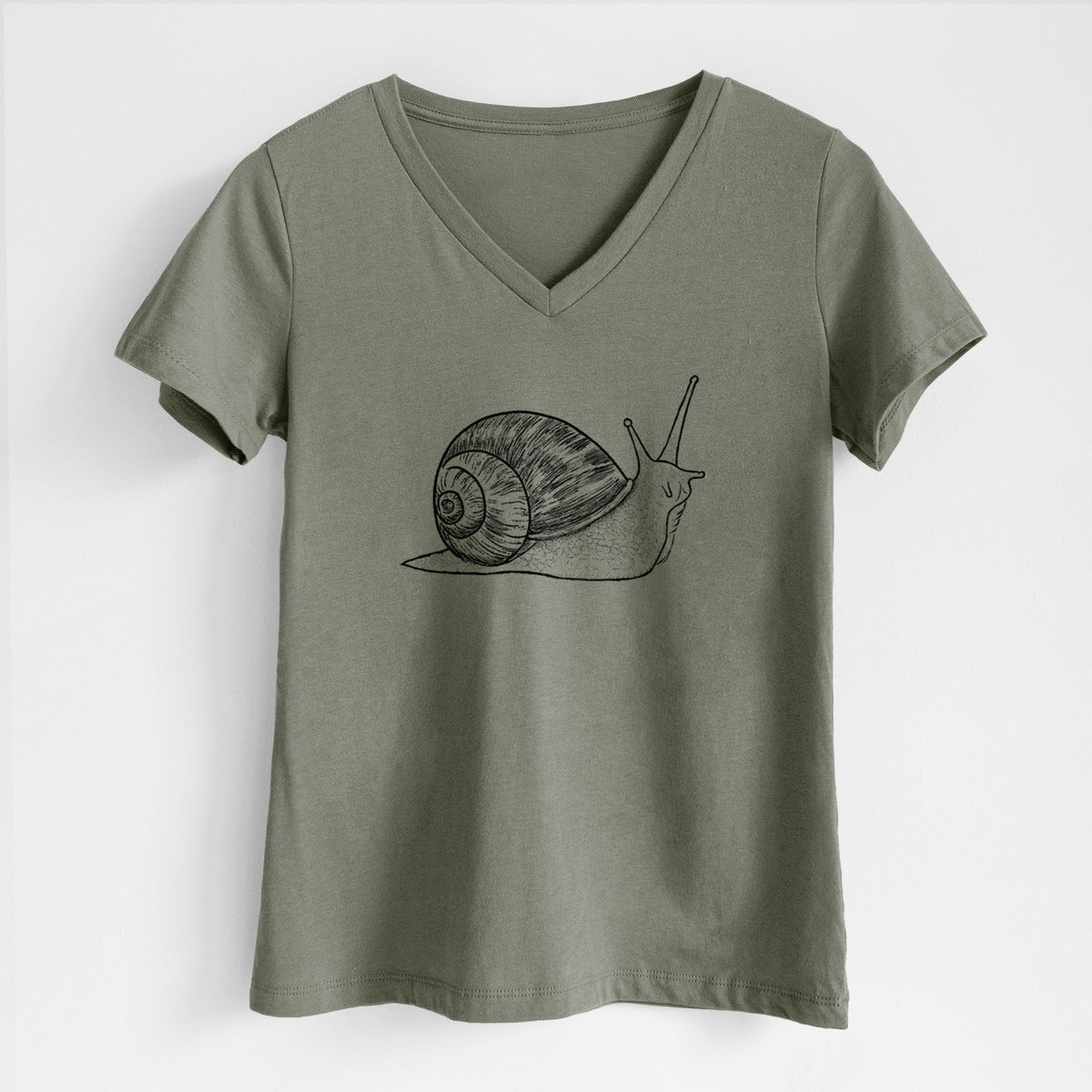 Brown Garden Snail - Cornu aspersum - Women's Lightweight Relaxed Fit 100% Cotton V-neck