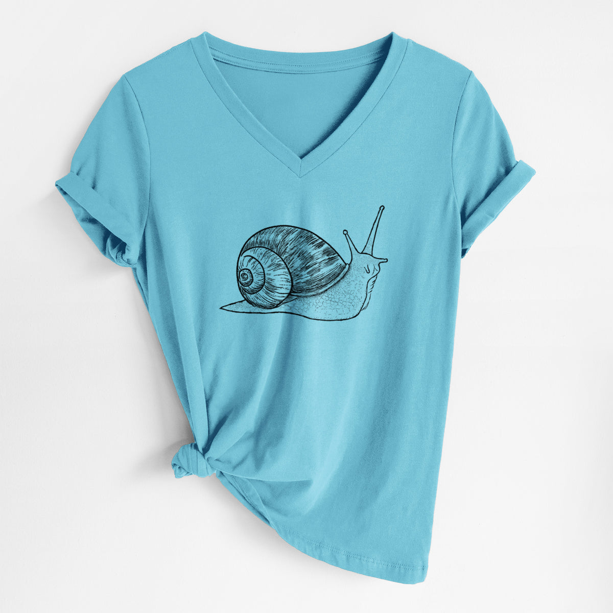 Brown Garden Snail - Cornu aspersum - Women's Lightweight Relaxed Fit 100% Cotton V-neck