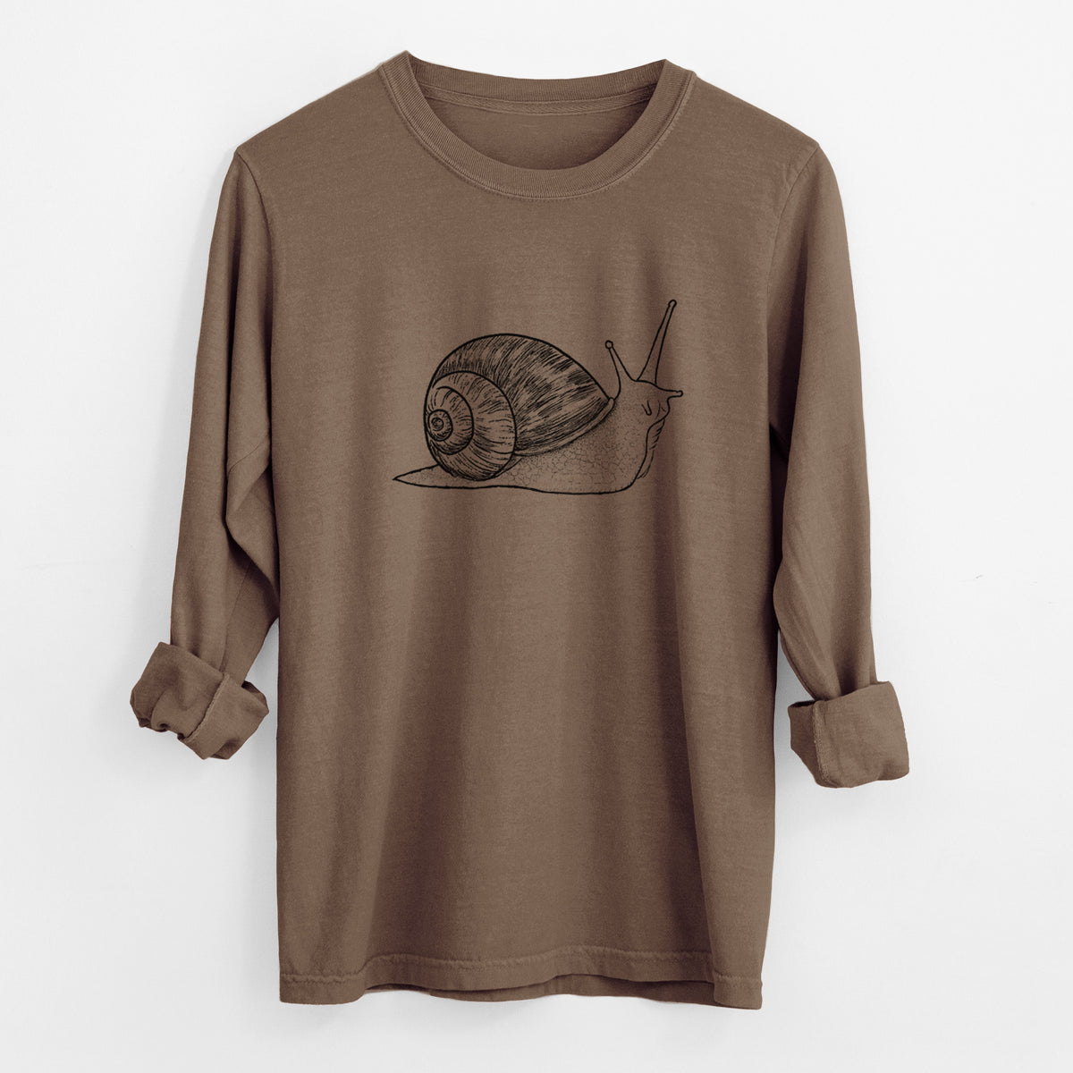 Brown Garden Snail - Cornu aspersum - Unisex Comfort Colors 100% Cotton Long Sleeve
