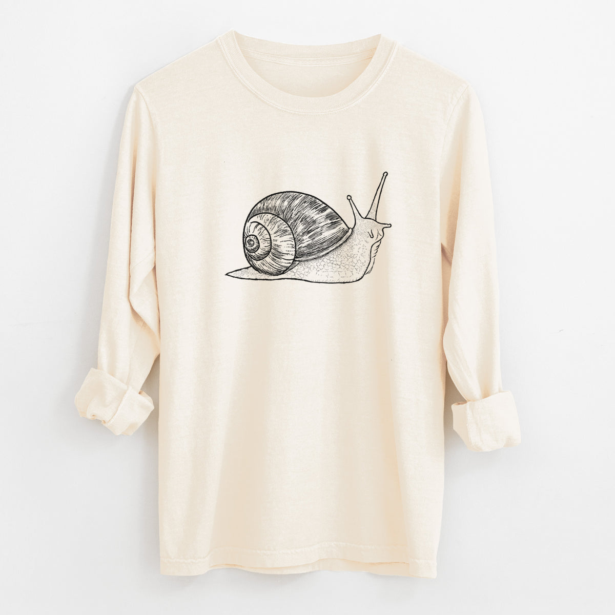 Brown Garden Snail - Cornu aspersum - Unisex Comfort Colors 100% Cotton Long Sleeve