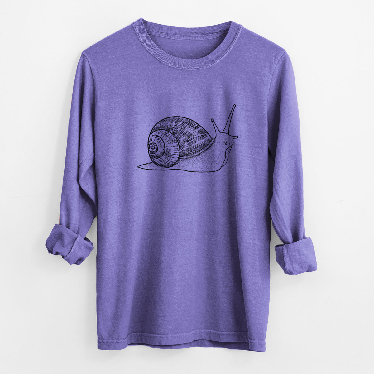 Brown Garden Snail - Cornu aspersum - Unisex Comfort Colors 100% Cotton Long Sleeve