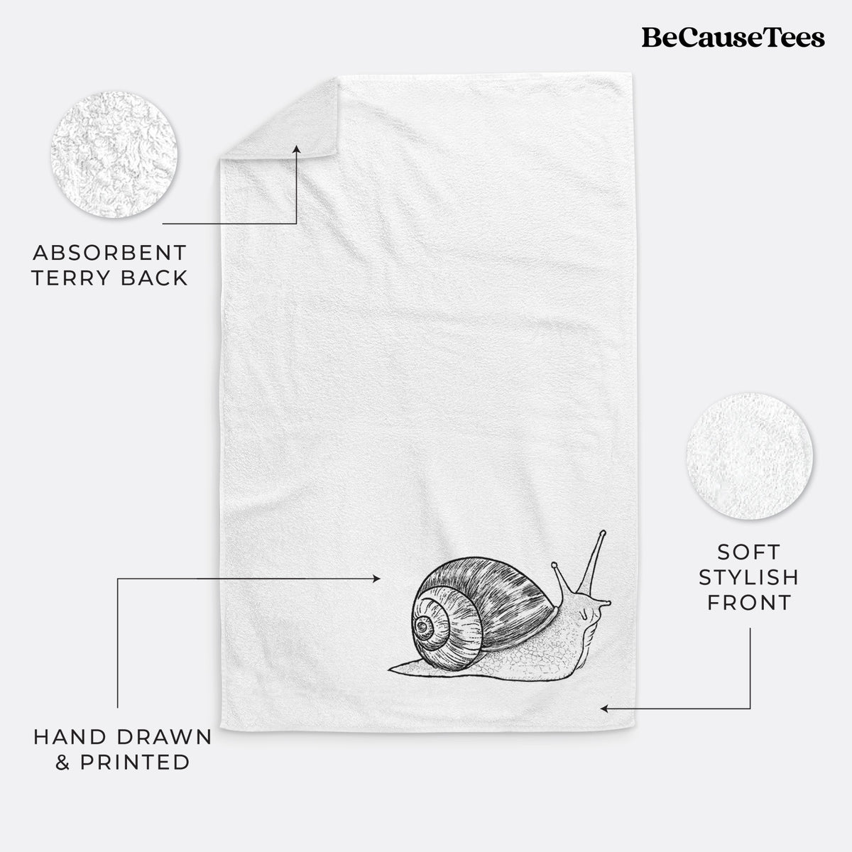 Brown Garden Snail - Cornu aspersum Premium Decorative Hand Towel