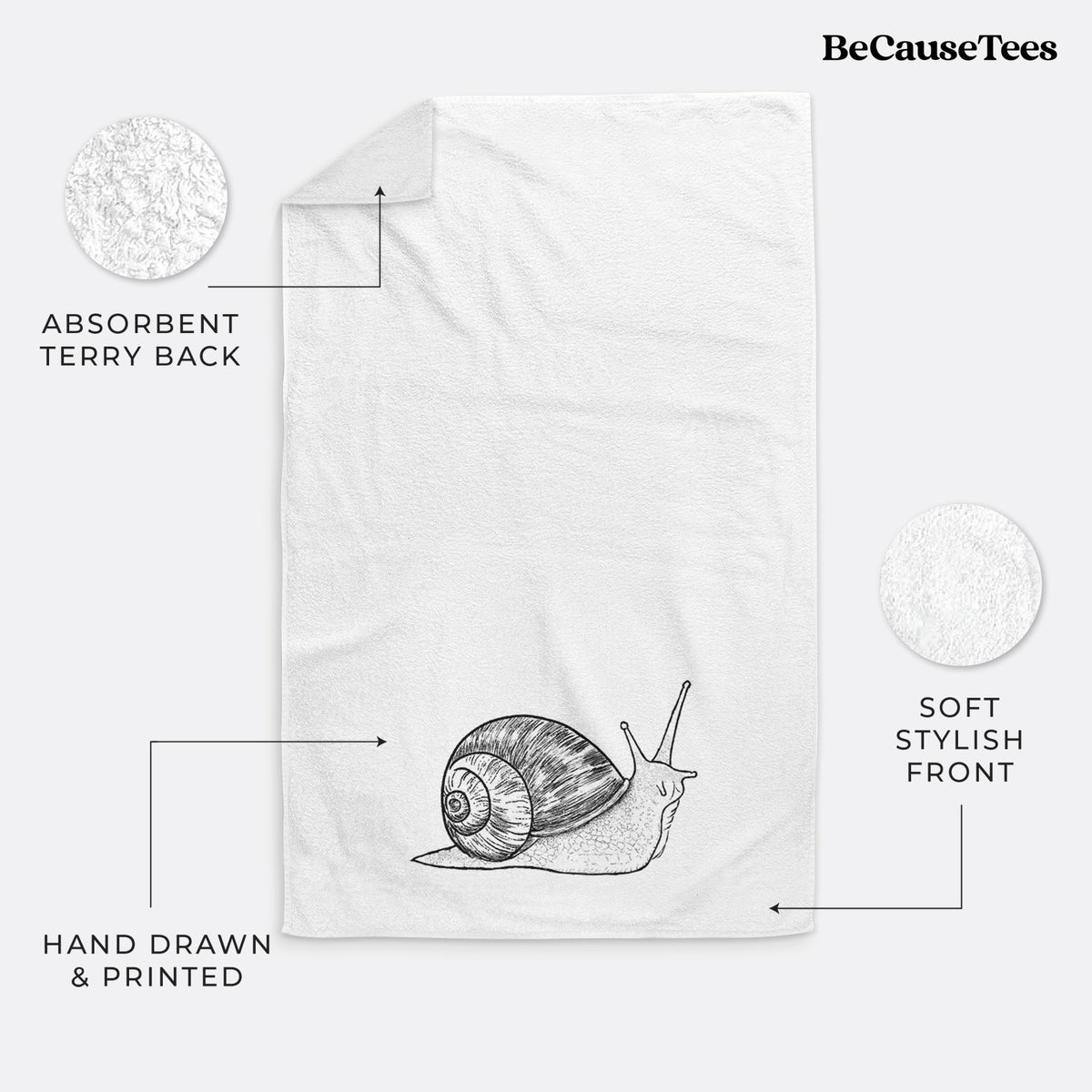 Brown Garden Snail - Cornu aspersum Premium Decorative Hand Towel