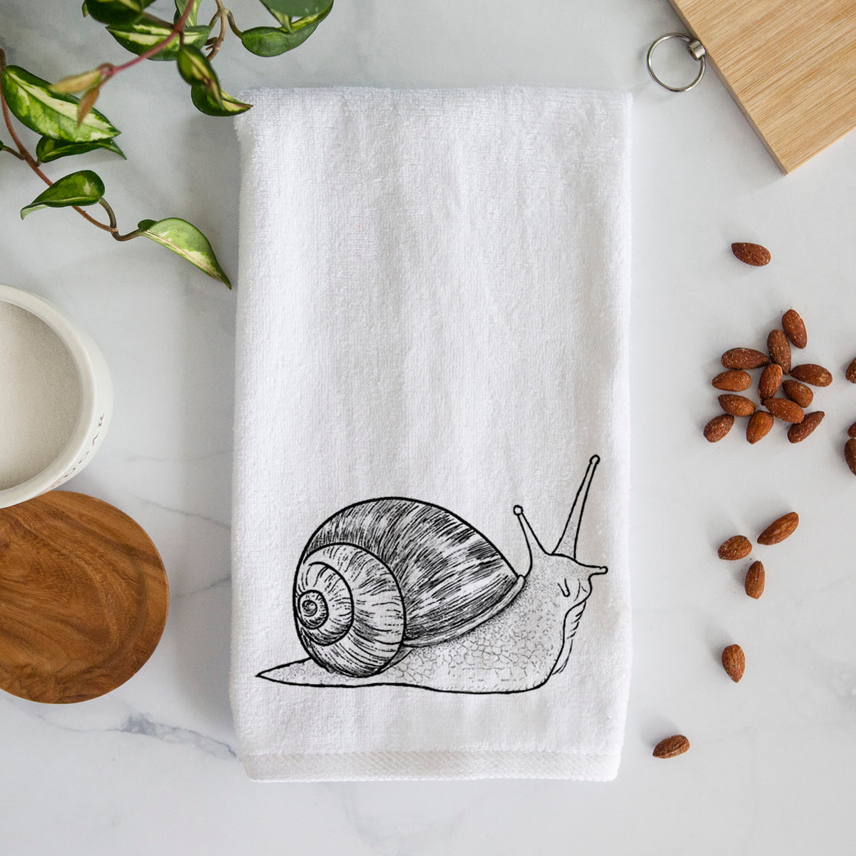 Brown Garden Snail - Cornu aspersum Premium Decorative Hand Towel