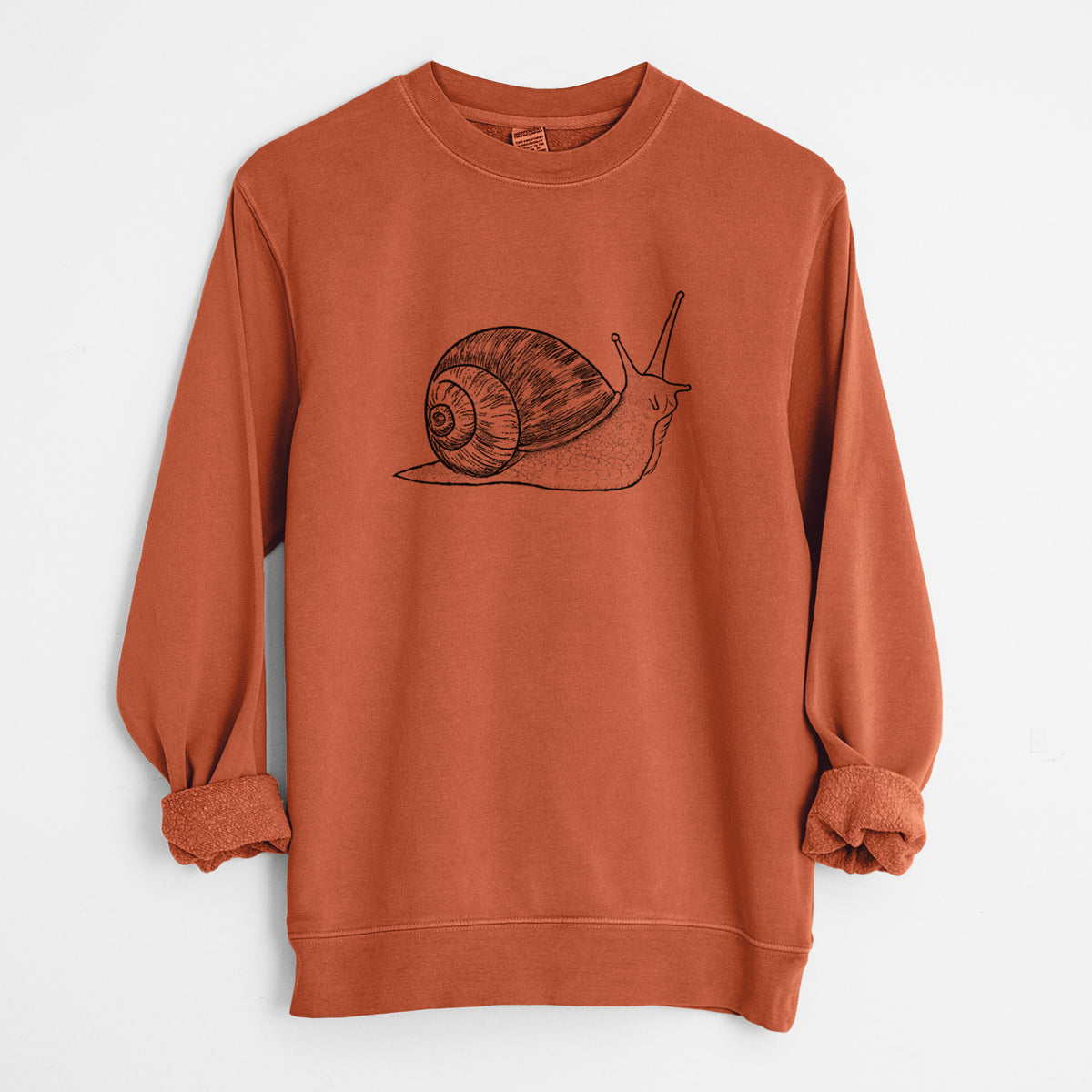 Brown Garden Snail - Cornu aspersum - Unisex Pigment Dyed Crew Sweatshirt