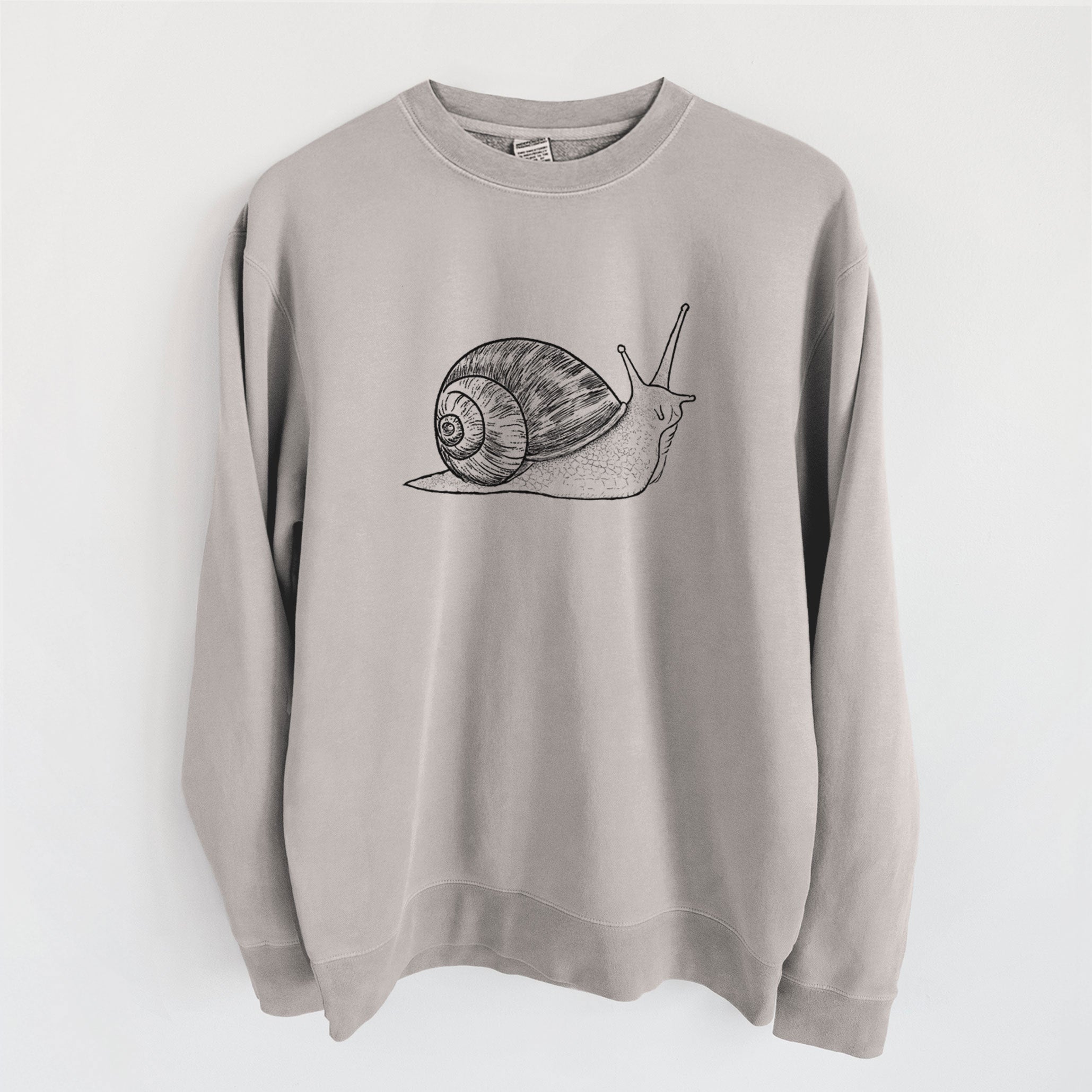 Brown Garden Snail - Cornu aspersum - Unisex Pigment Dyed Crew Sweatshirt