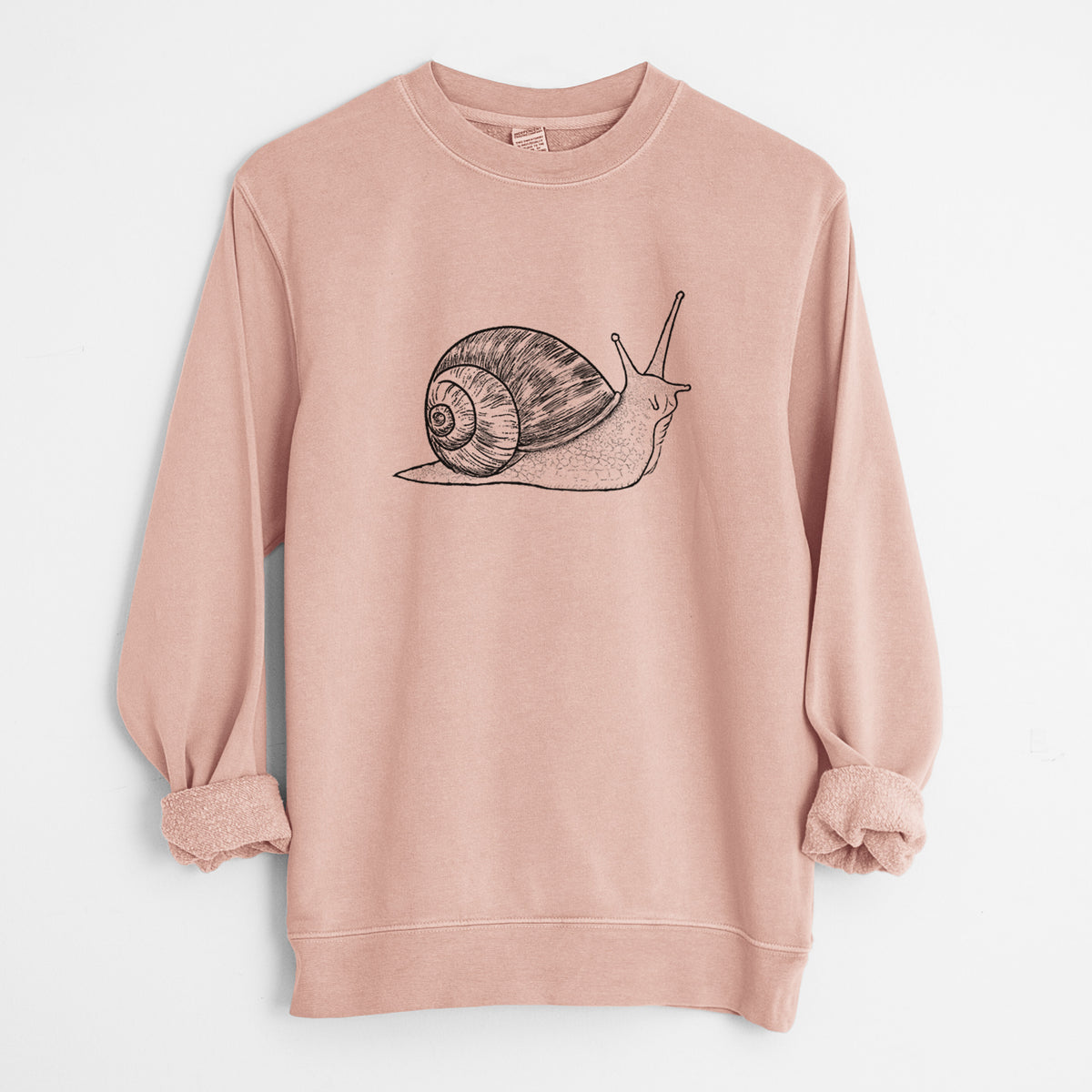 Brown Garden Snail - Cornu aspersum - Unisex Pigment Dyed Crew Sweatshirt