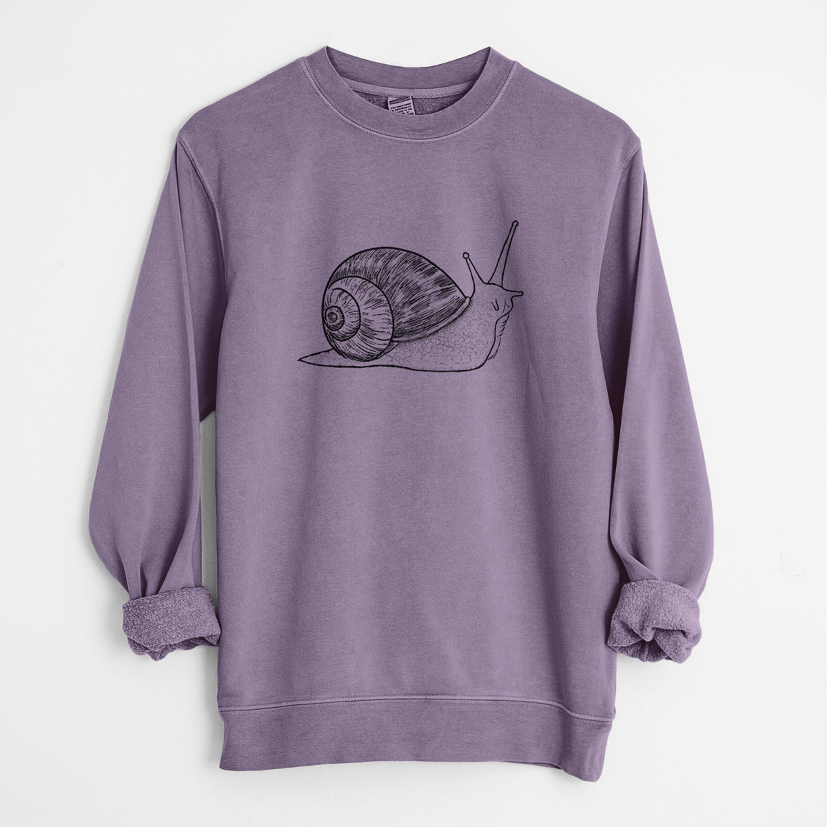 Brown Garden Snail - Cornu aspersum - Unisex Pigment Dyed Crew Sweatshirt