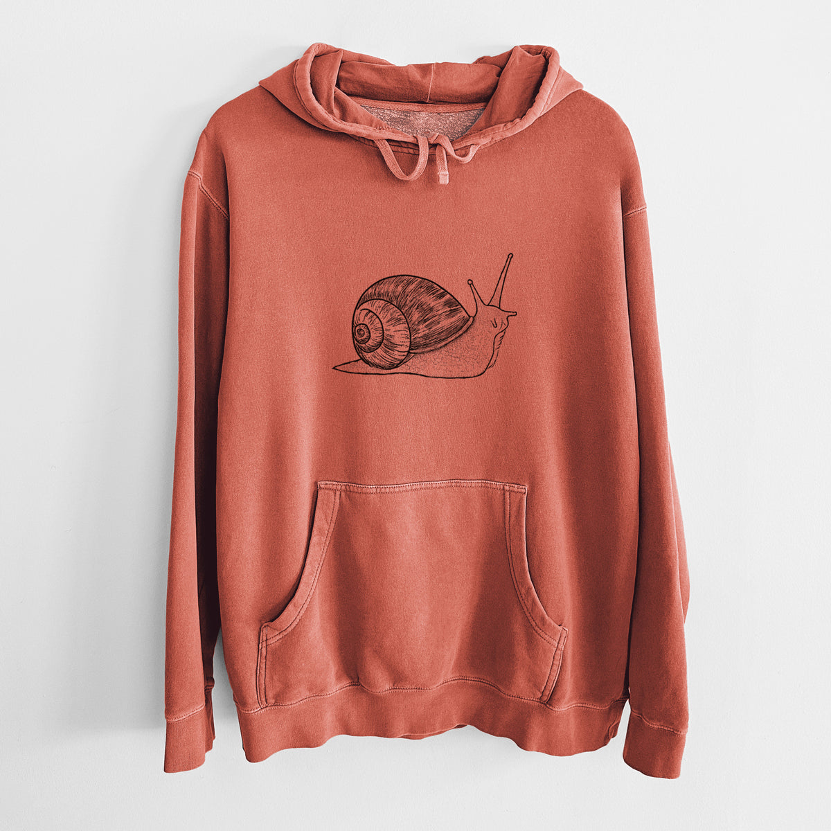Brown Garden Snail - Cornu aspersum - Unisex Pigment Dyed Hoodie