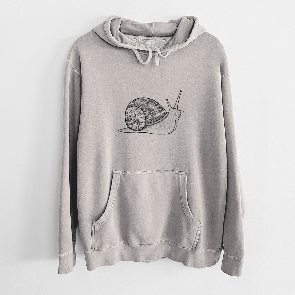 Brown Garden Snail - Cornu aspersum - Unisex Pigment Dyed Hoodie