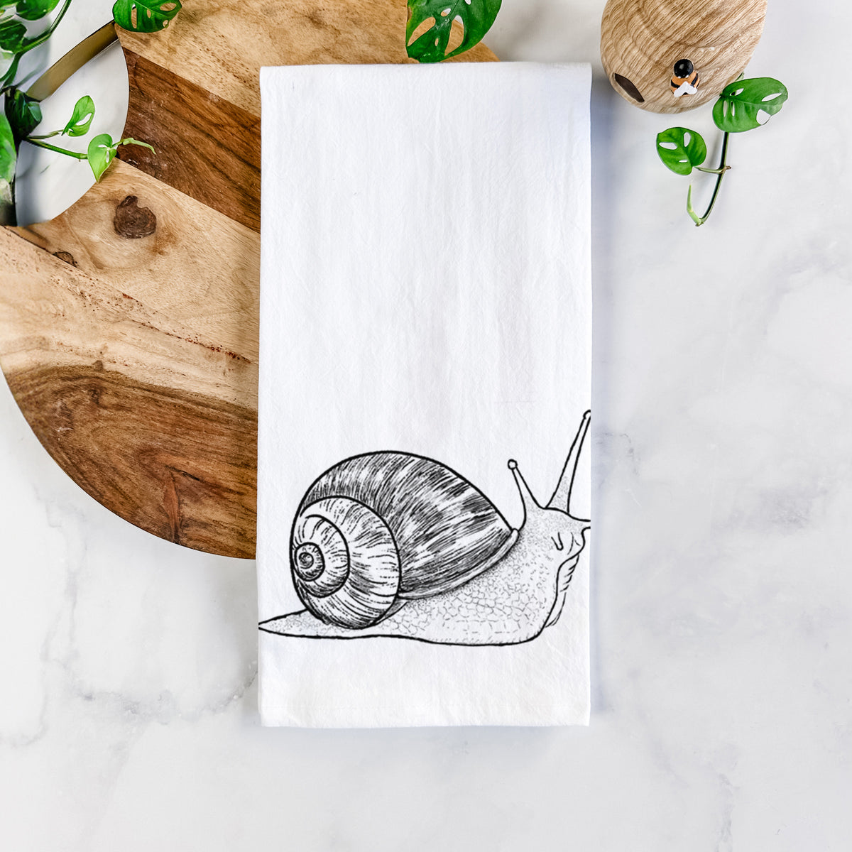 Brown Garden Snail - Cornu aspersum Tea Towel