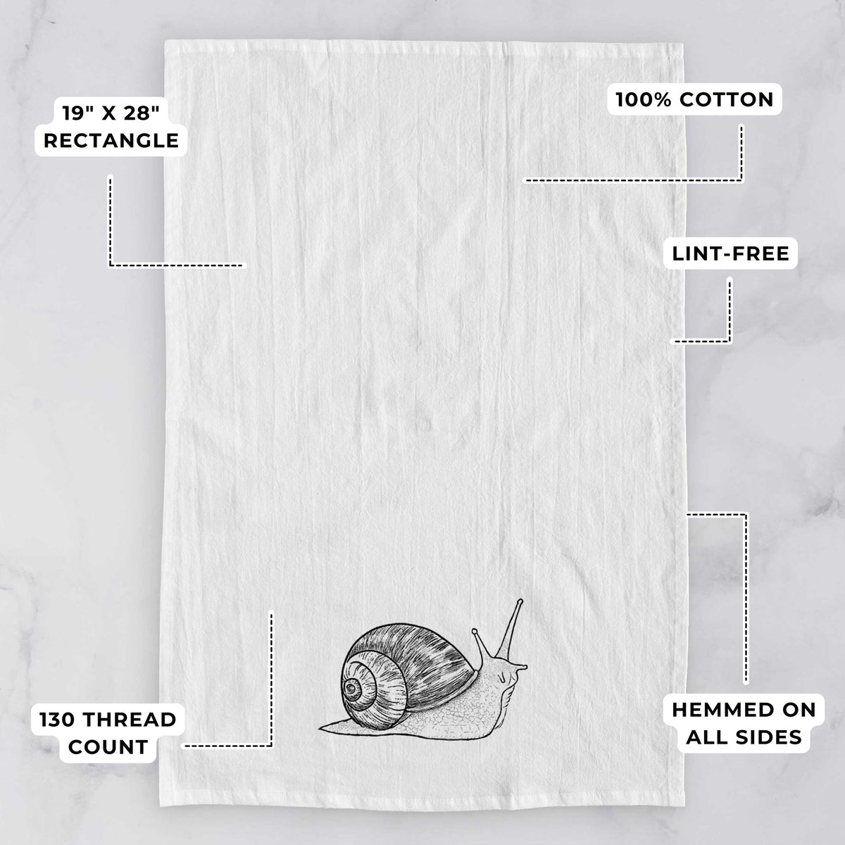 Brown Garden Snail - Cornu aspersum Tea Towel