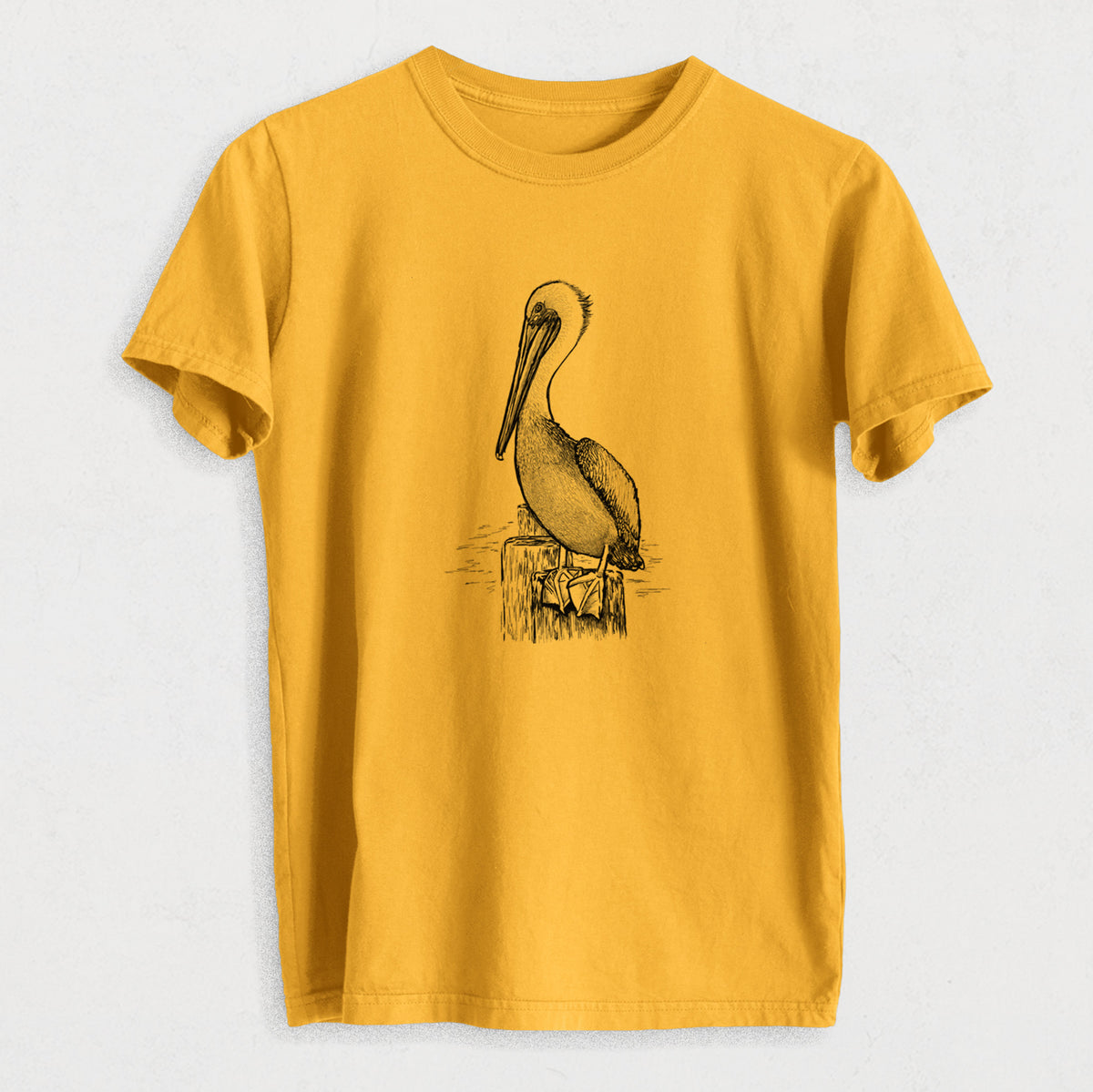 Pelecanus occidentalis - Brown Pelican - Heavyweight Men&#39;s 100% Organic Cotton Tee