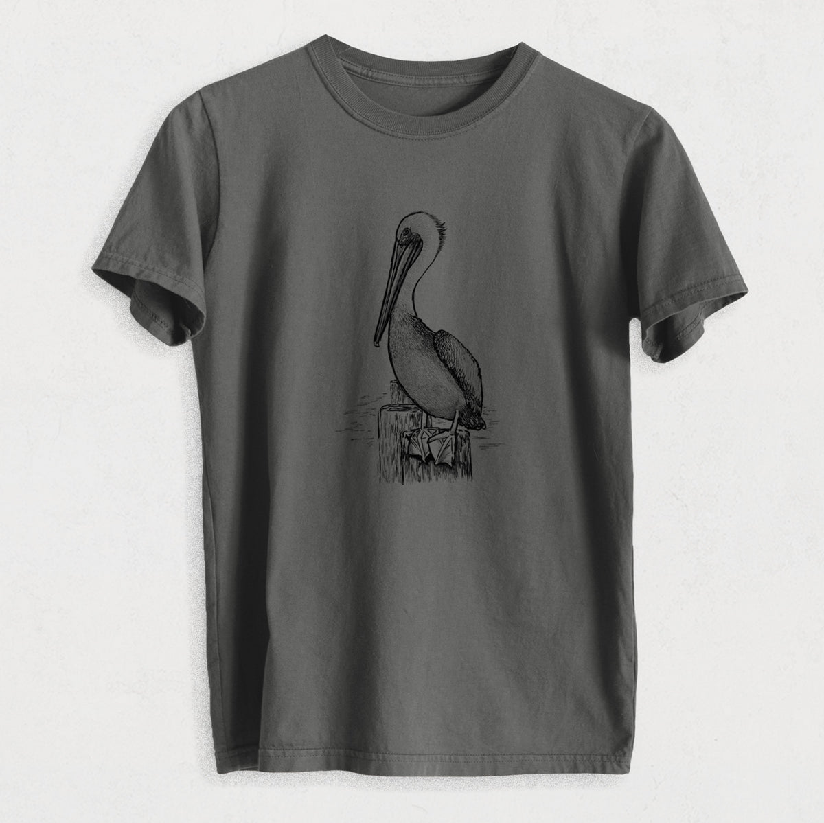 Pelecanus occidentalis - Brown Pelican - Heavyweight Men&#39;s 100% Organic Cotton Tee