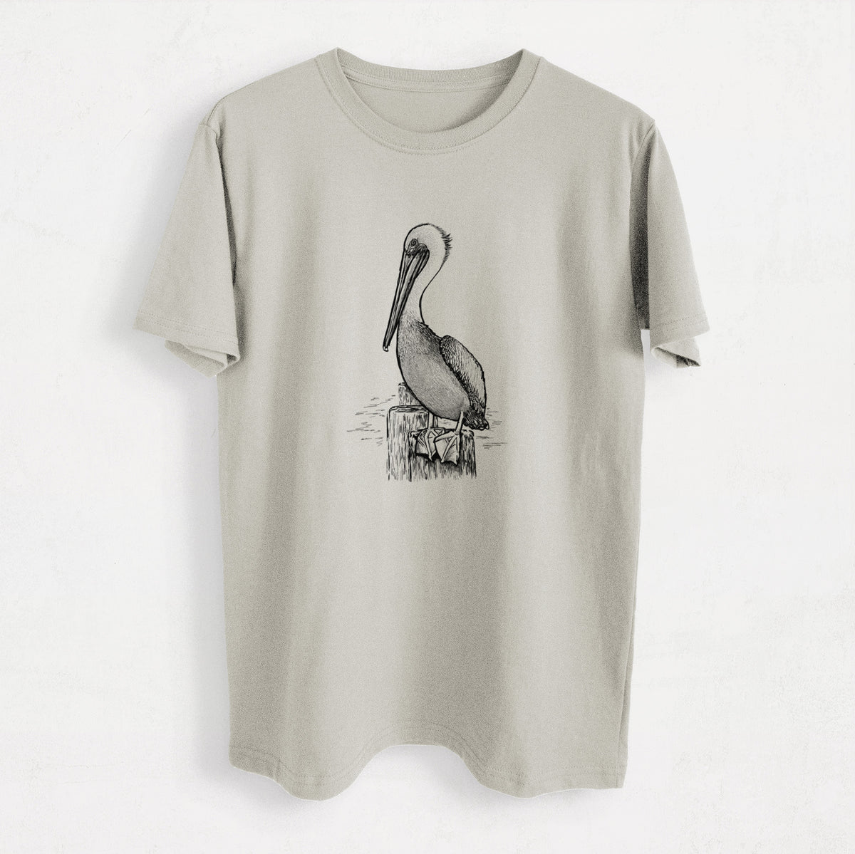 Pelecanus occidentalis - Brown Pelican - Heavyweight Men&#39;s 100% Organic Cotton Tee