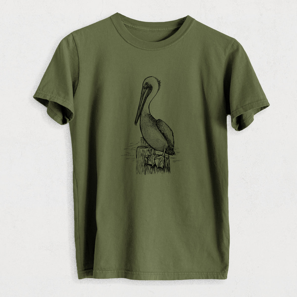 Pelecanus occidentalis - Brown Pelican - Heavyweight Men&#39;s 100% Organic Cotton Tee