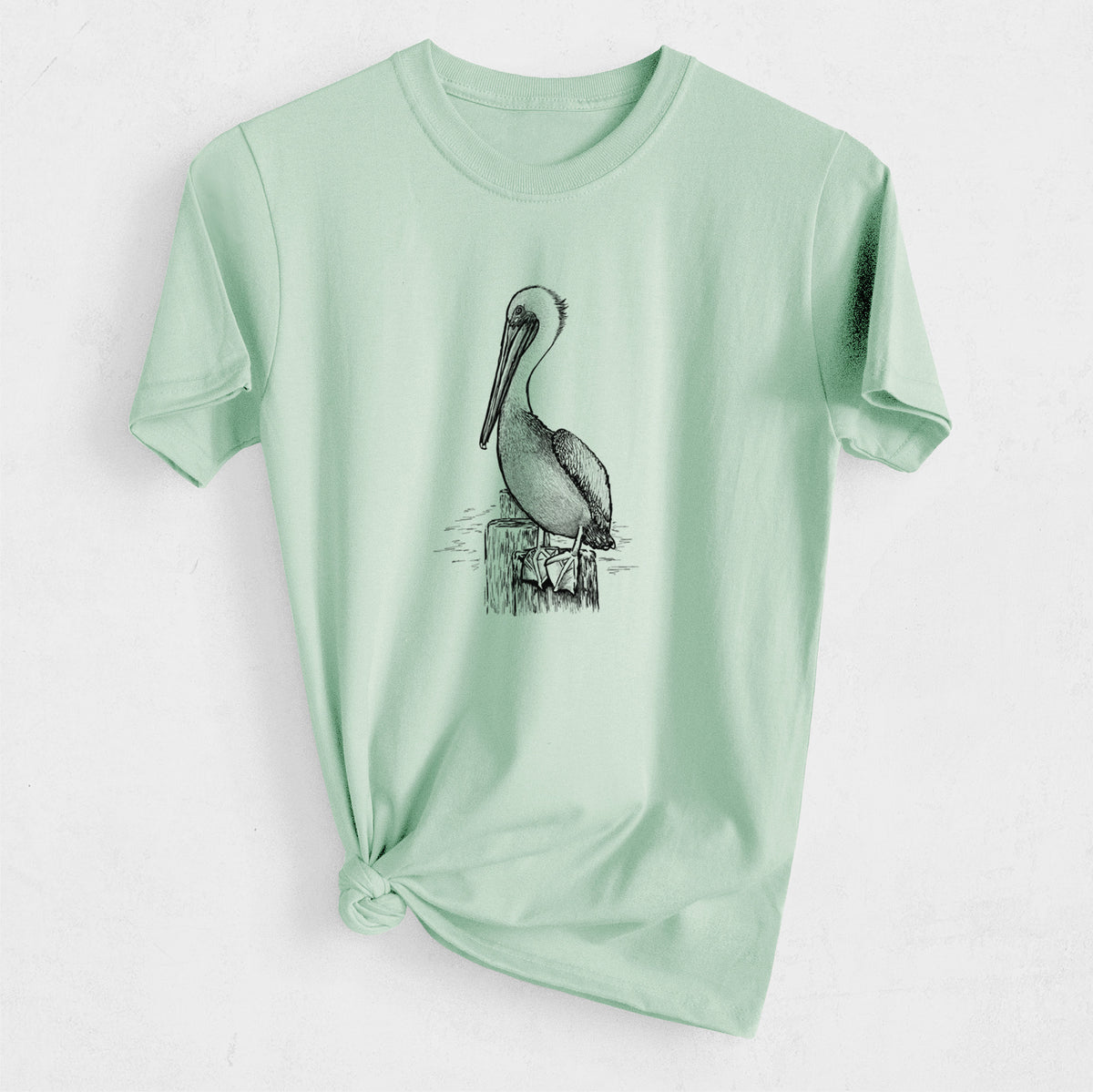 Pelecanus occidentalis - Brown Pelican - Heavyweight Men&#39;s 100% Organic Cotton Tee