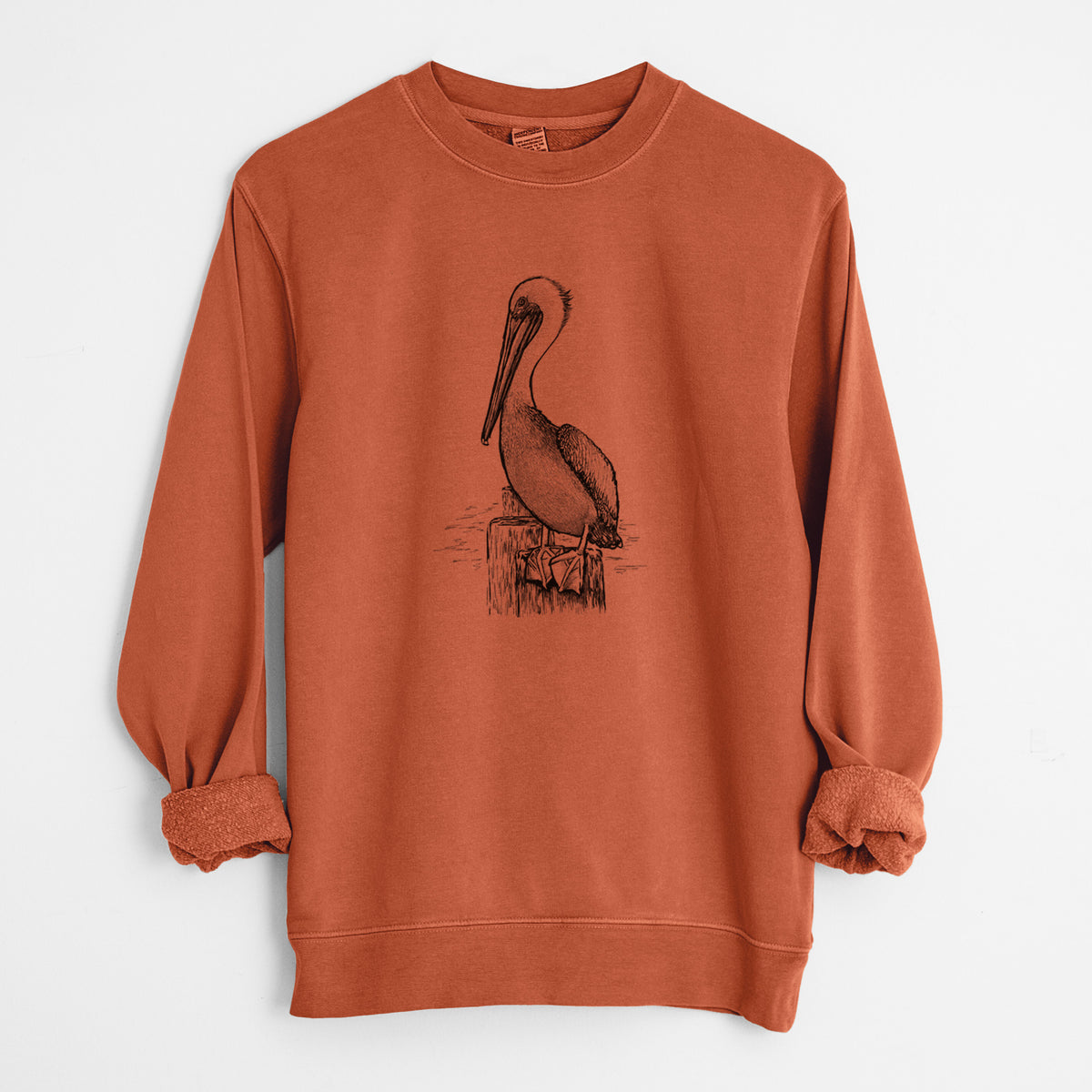 Pelecanus occidentalis - Brown Pelican - Unisex Pigment Dyed Crew Sweatshirt