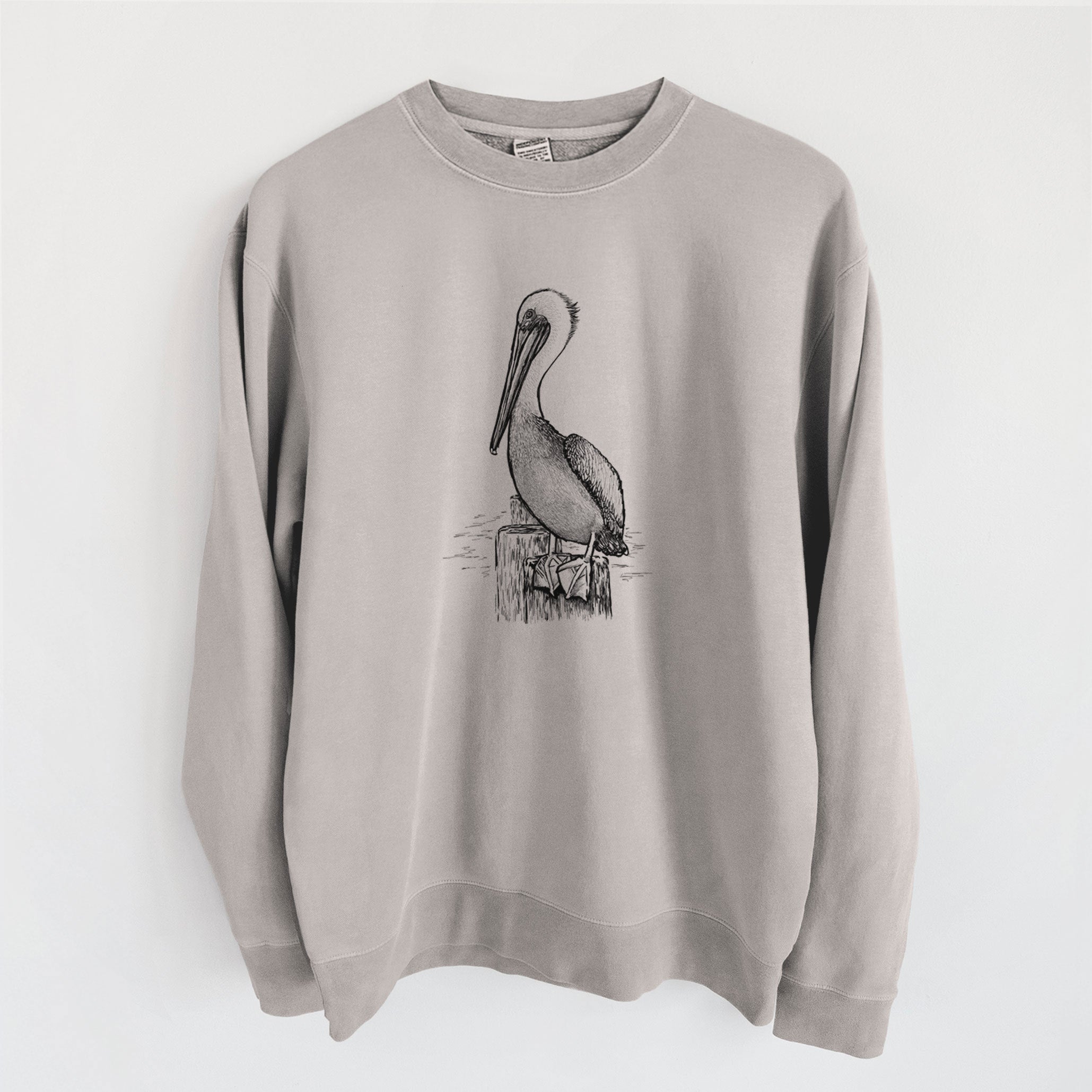 Pelecanus occidentalis - Brown Pelican - Unisex Pigment Dyed Crew Sweatshirt