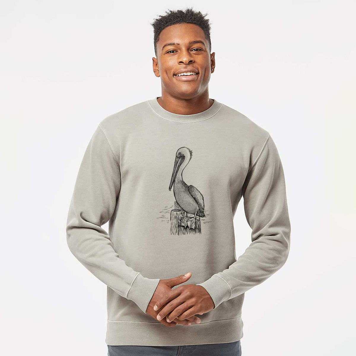 Pelecanus occidentalis - Brown Pelican - Unisex Pigment Dyed Crew Sweatshirt