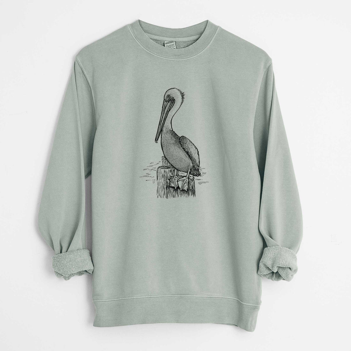 Pelecanus occidentalis - Brown Pelican - Unisex Pigment Dyed Crew Sweatshirt