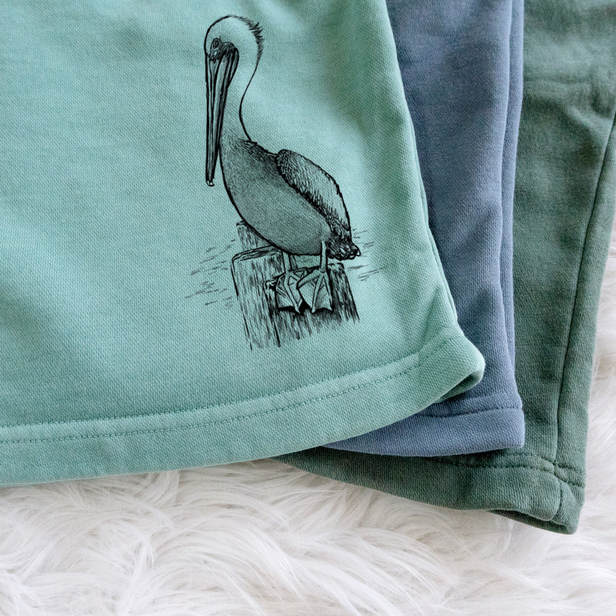 Pelecanus occidentalis - Brown Pelican - Unisex Pigment Dyed Shorts