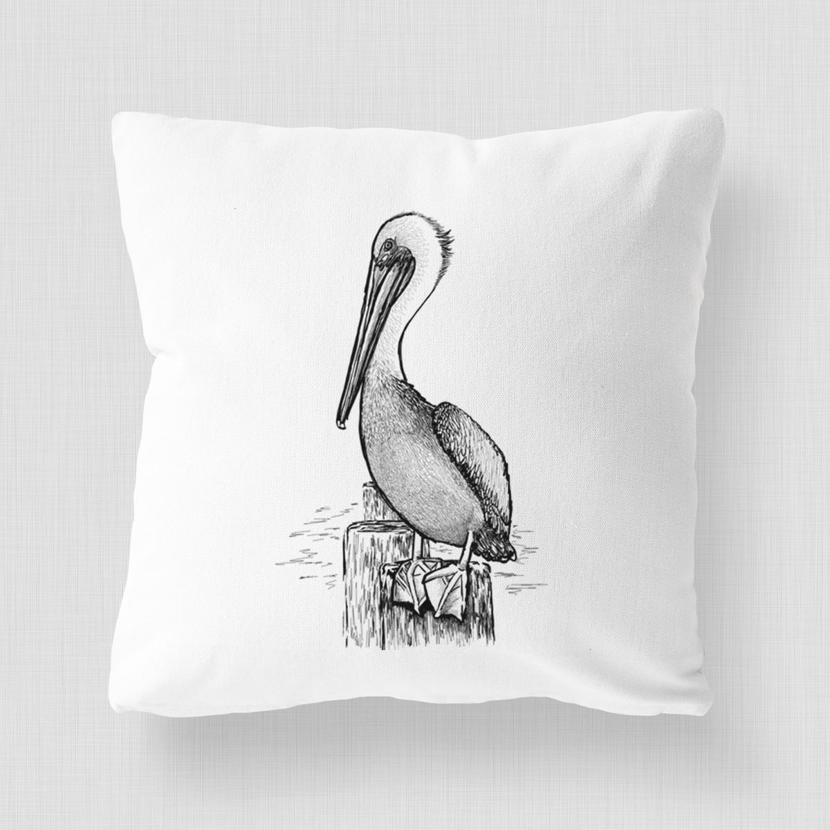 Pelecanus occidentalis - Brown Pelican - Throw Pillow Cover