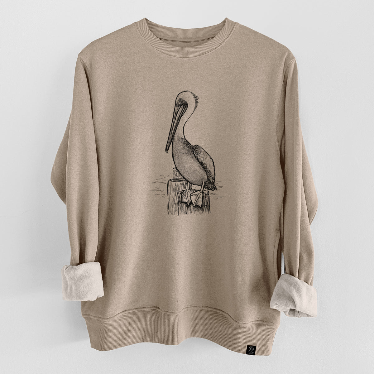 Pelecanus occidentalis - Brown Pelican  - Unisex Reclaimed Crewneck Sweatshirt