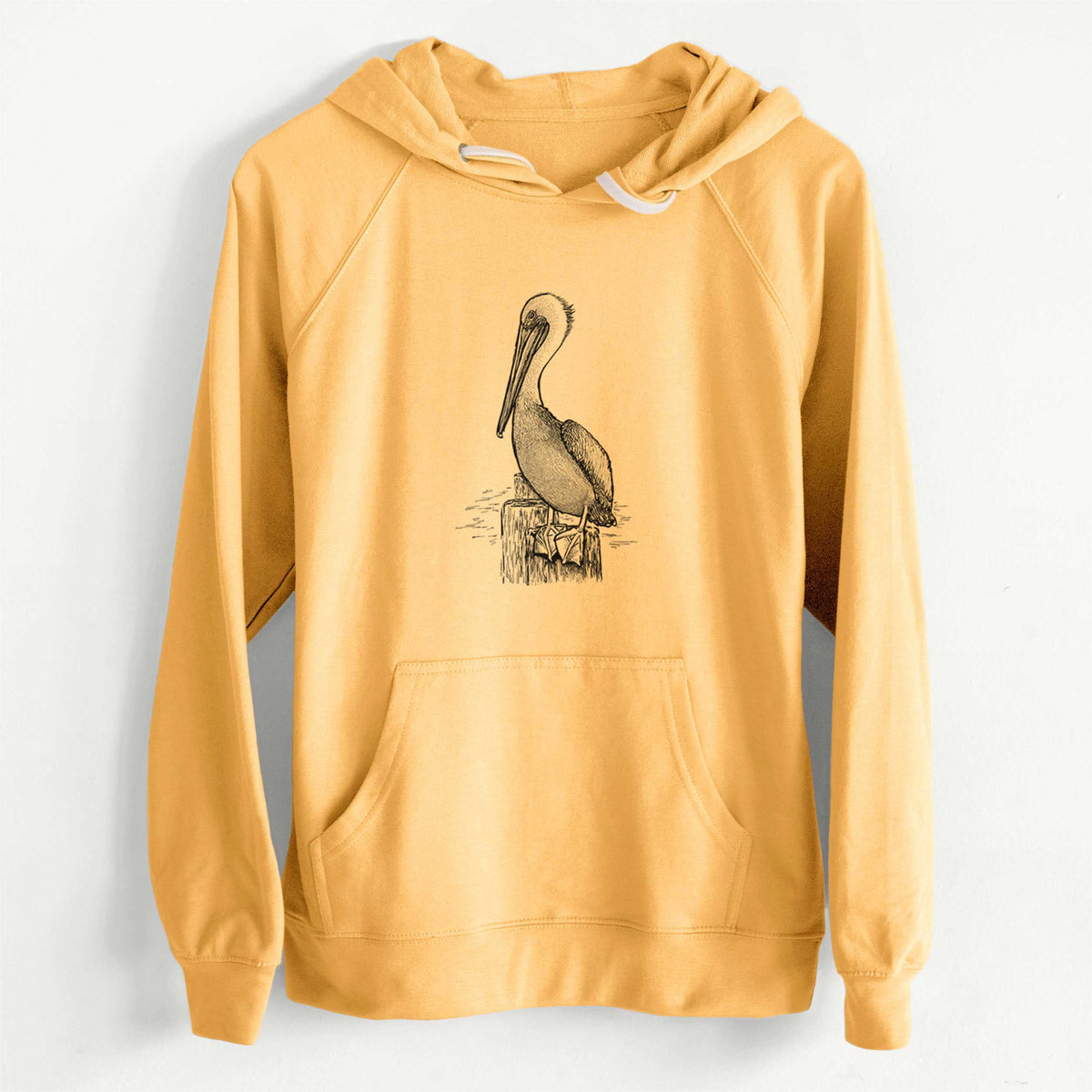 CLEARANCE - Pelecanus occidentalis - Brown Pelican  - Unisex Slim Fit Loopback Terry Hoodie